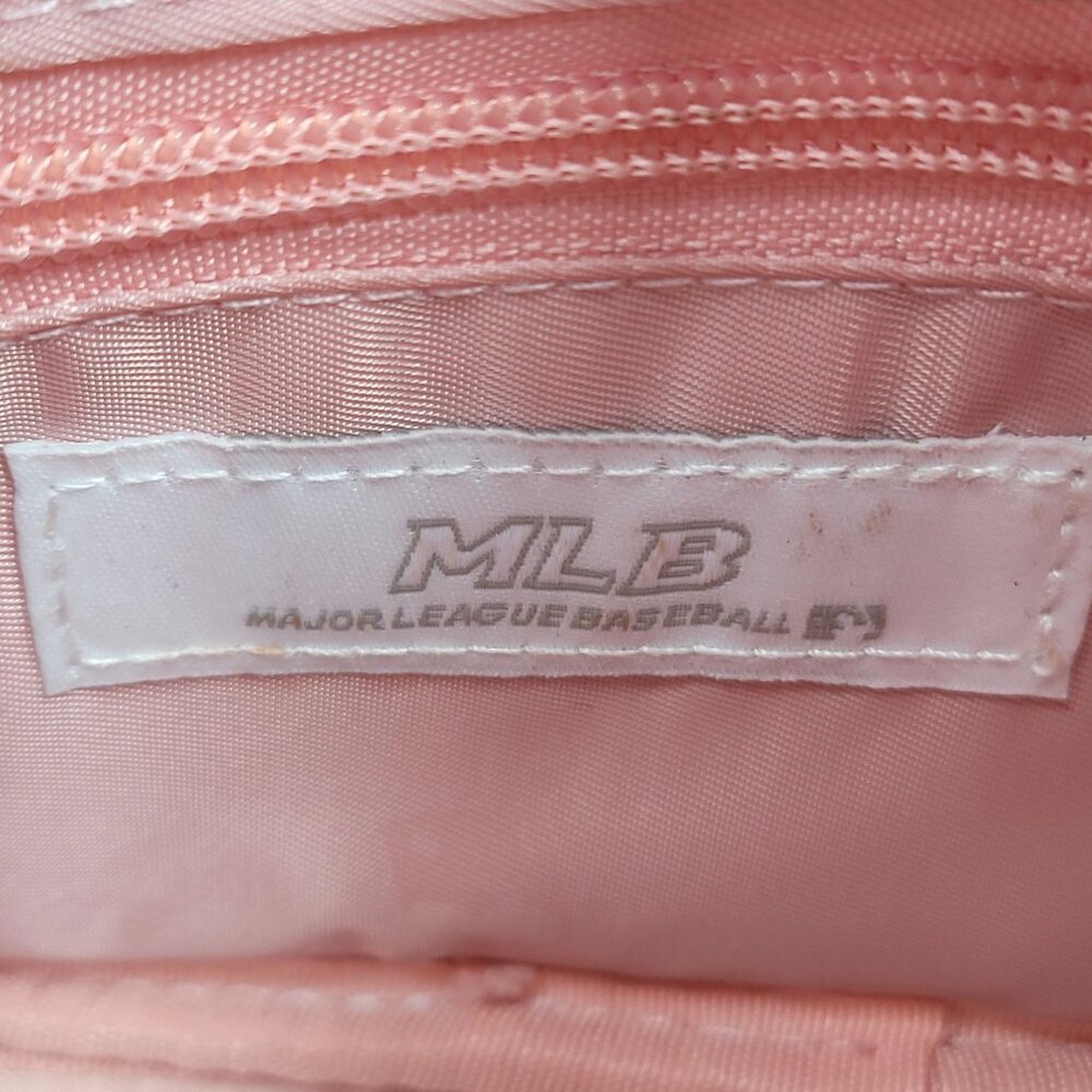 MLB LA Dodgers Pink Monogram Crossbody Bag With Zipper and Shoulder Strap - Picture 6 of 10